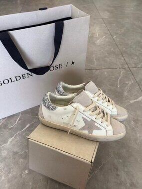 Golden Goose gray star silver shoes